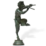 Statua in bronzo del fauno con pifferi