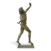 Statua in bronzo del fauno danzante con patina verde - statua bronzo