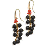 Coral and Lava Stone with Gold Earring