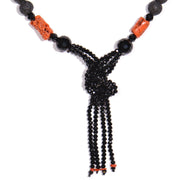 Necklace with Lava Stone, Onyx and Red Coral