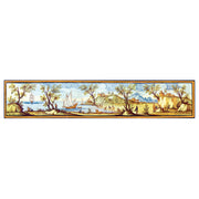 Pannello 60 x 300 cm per tavoli o rivestimenti, decori delle maioliche del Chiostro di Santa Chiara-Terracotta-Museum Shop Italy