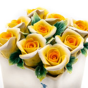 Vase with yellow roses  in fine porcelain Capodimonte -Museum Shop Italy